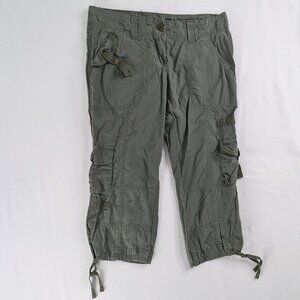 Y2k Cargo Pocket Army Green Cinch Leg Capris